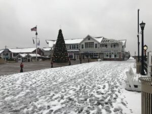 snow on boardwalk in Bethany