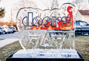 an ice sculpture with the word develo on it