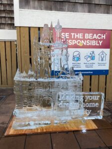 an ice sculpture with a castle on it