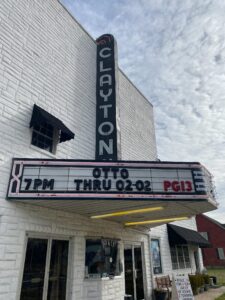 a theater marquee with the word utopia on it