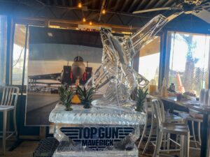 a large ice sculpture in the shape of a plane