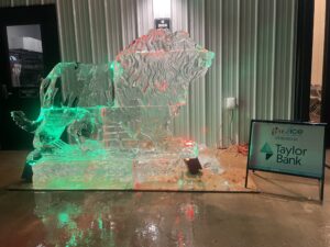 a large ice sculpture sitting on top of a table