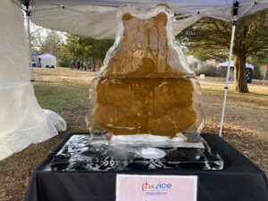 a large ice sculpture sitting on top of a table