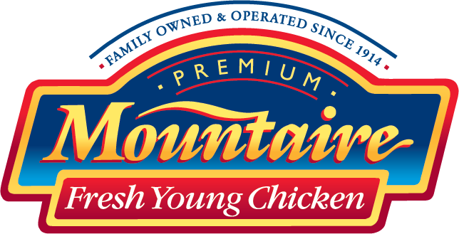 the logo for mountain fresh young chicken